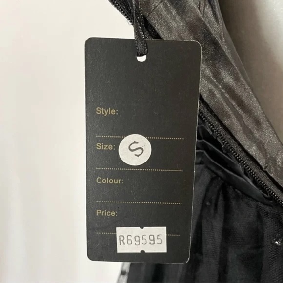 New Lucy Paris Glitter Polka Dot Tulle Satin Ruched Waist Dress Black Size Small - Picture 14 of 16